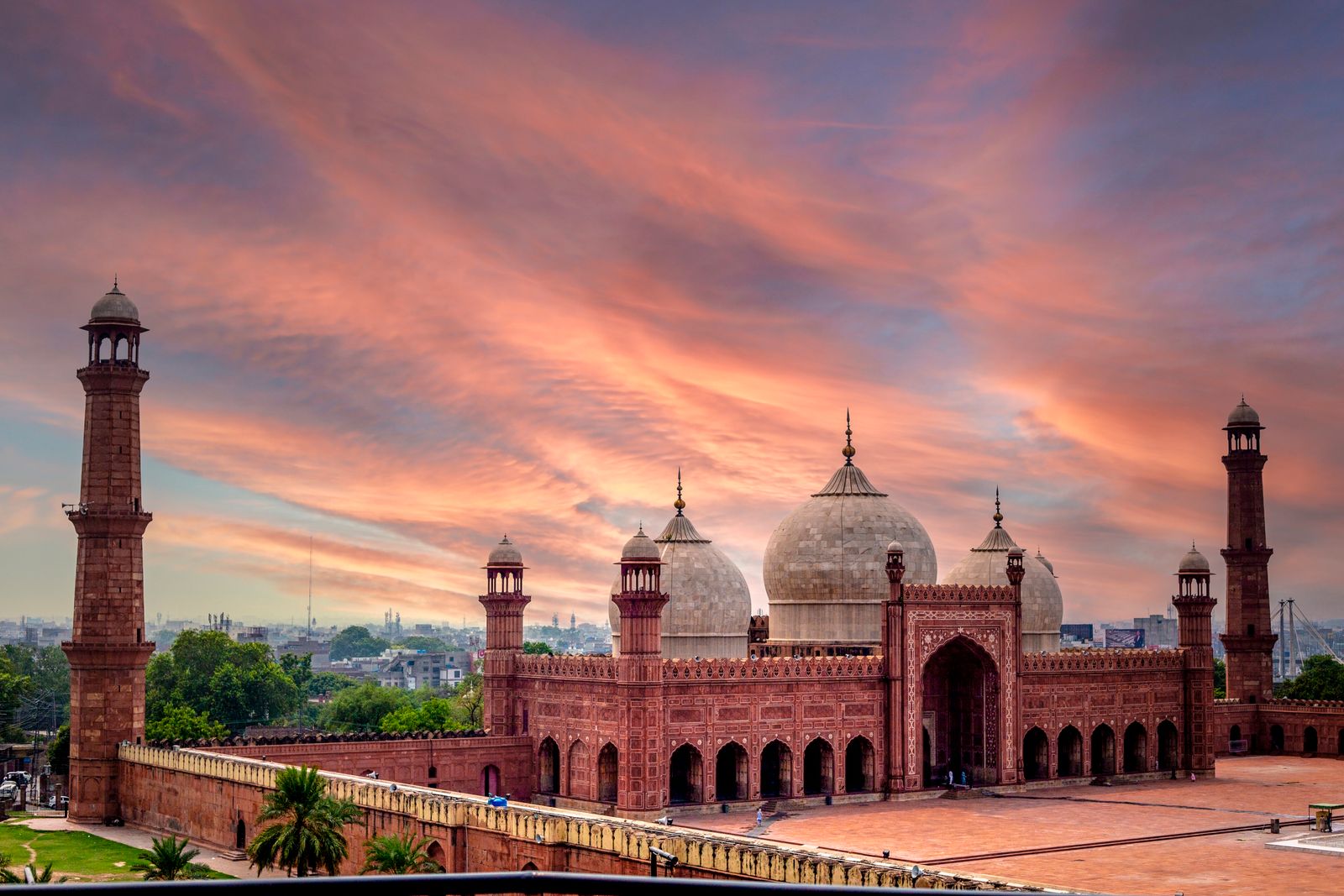 Badshahi Mosque at sunset in Lahore