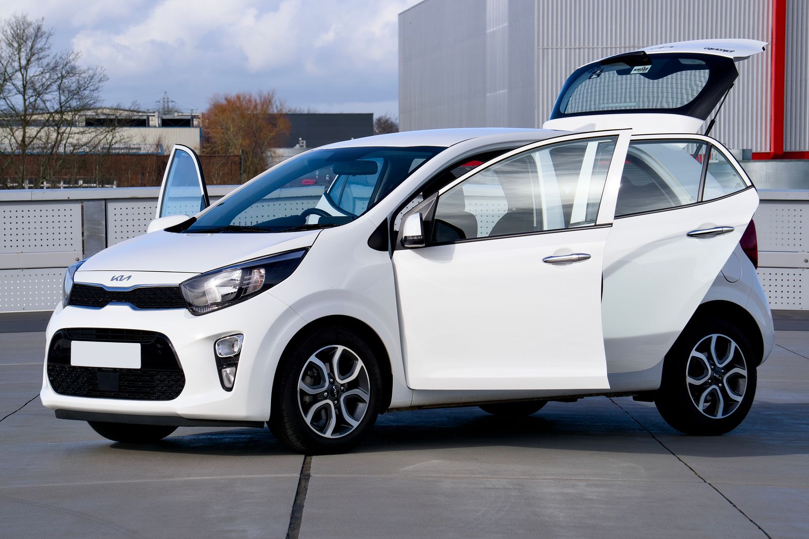 White economy hatchback